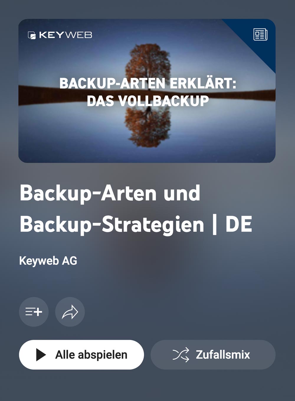 Backup-Lösungen: Bild von der Playlist zu Backup-Arten und Methoden